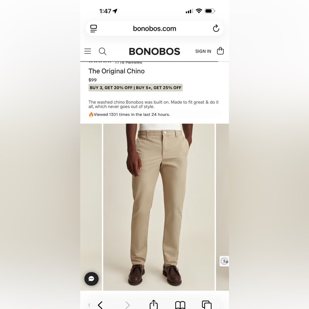 Bonobos Men's Athletic Fit Khaki Chino Pants